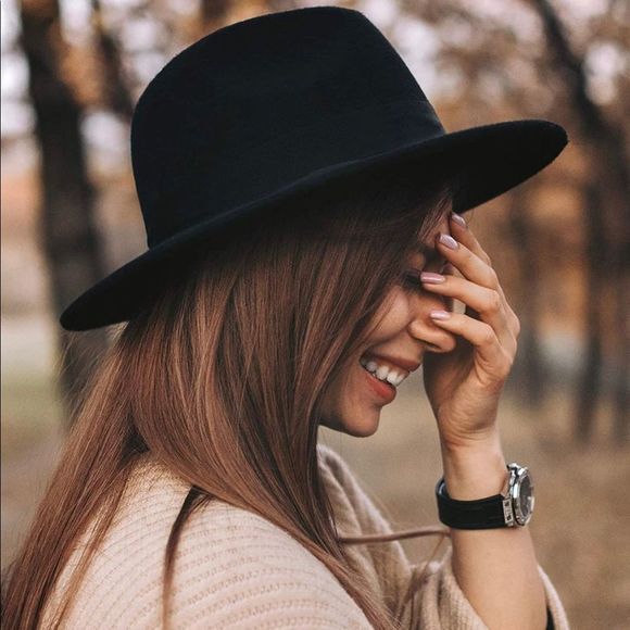 Lanzom Accessories - Womens Lanzom Wide Brim Fedora Hat